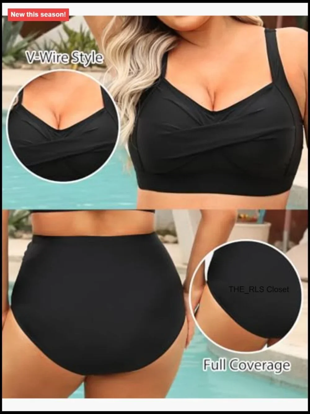 Plus Size High Waist Bikini Set with Tummy Control Ruched Full Coverage